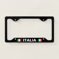 Italia Italy Flag Black License Plate Frame
