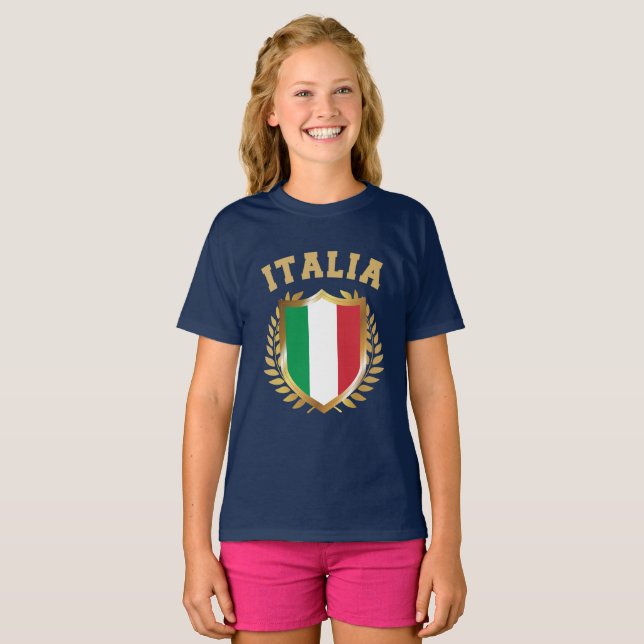 Italia/Italy Flag Shield T-Shirt (Front Full)
