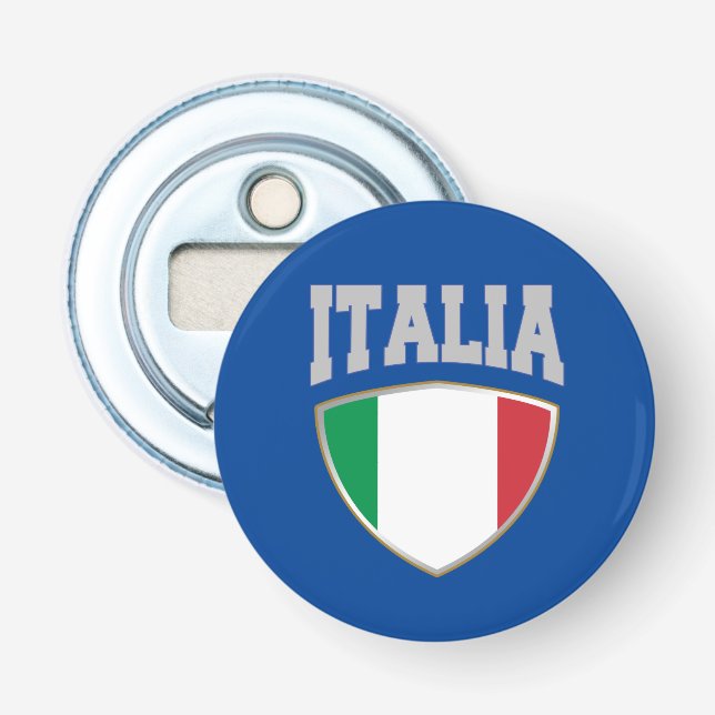 Italia/Italy Flag Shield & Text Bottle Opener (Front)