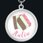 ITALIA Italy Italian Food Spumoni Ice Cream Gelato Silver Plated Necklace<br><div class="desc">Illustration features a delicious Italian spumoni gelato dessert, with layers of cherry, mint, and chocolate ice cream, and bits of cherries, fruits and nuts. Ideal for your favorite ice cream aficionado, spumone fan, or lover of Italian food classics! This Italian food design is also available on other products. Lots of...</div>