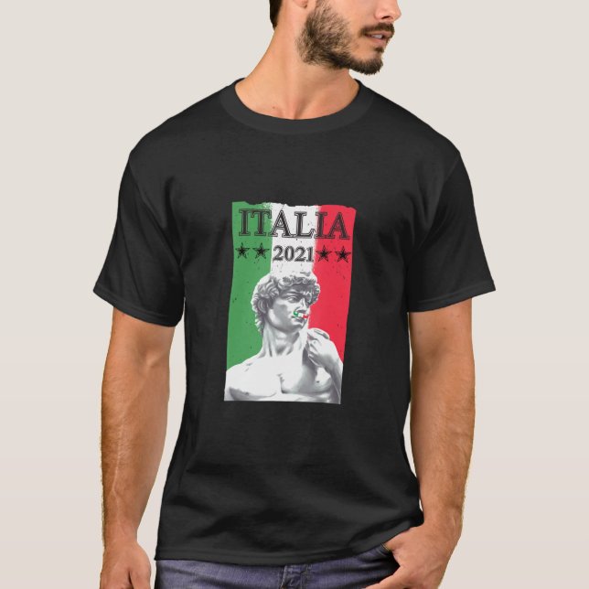 Italia Italy Jersey Flag David Statue Soccer Footb T-Shirt (Front)