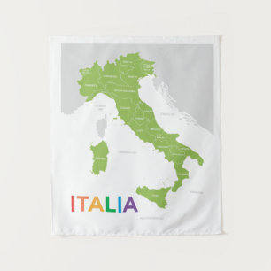 Italia Italy Regions Map Tapestry