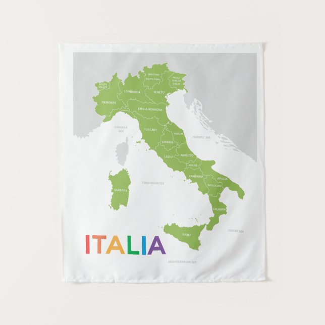 Italia Italy Regions Map  Tapestry (Front)