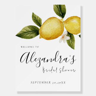 Italia Lemon Calligraphy Bridal Shower Welcome Foam Board