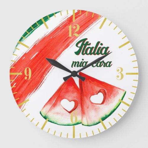 Italia mia cara Melon and Italian Flag Wall Clock