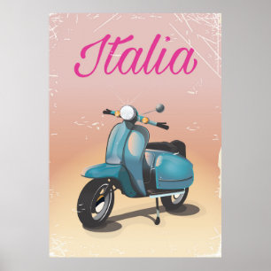 Italia Scooter travel poster