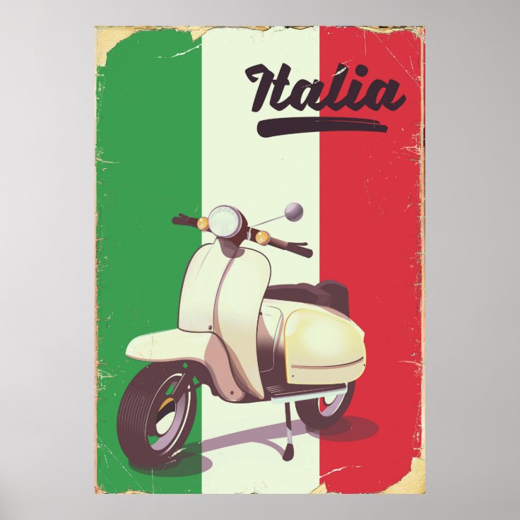 Italia Scooter Vintage travel poster | Zazzle