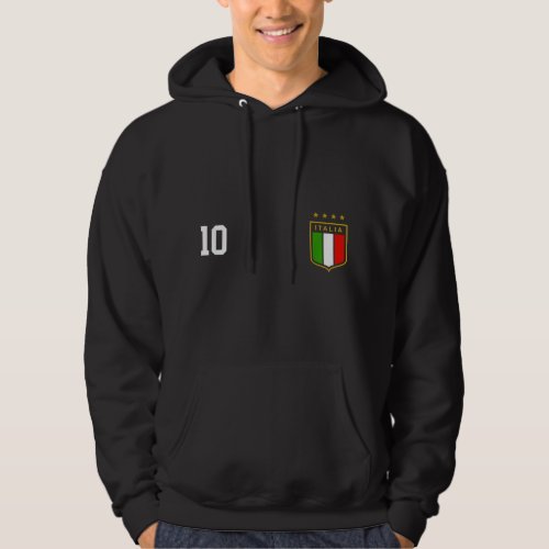 Italia Team Sports Number 10 Italy Soccer Italian  Hoodie