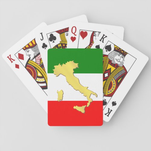 Italia Tricolore Gold Italy Map Italian Flag Poker Cards