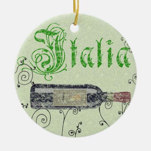 Italia Wine Bottle Ornament