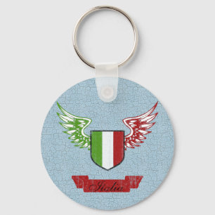 Italia Winged Vintage Flag Keychain