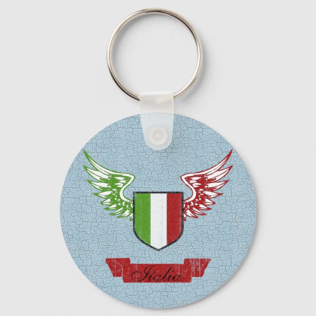 Italia Winged Vintage Flag Keychain (Front)