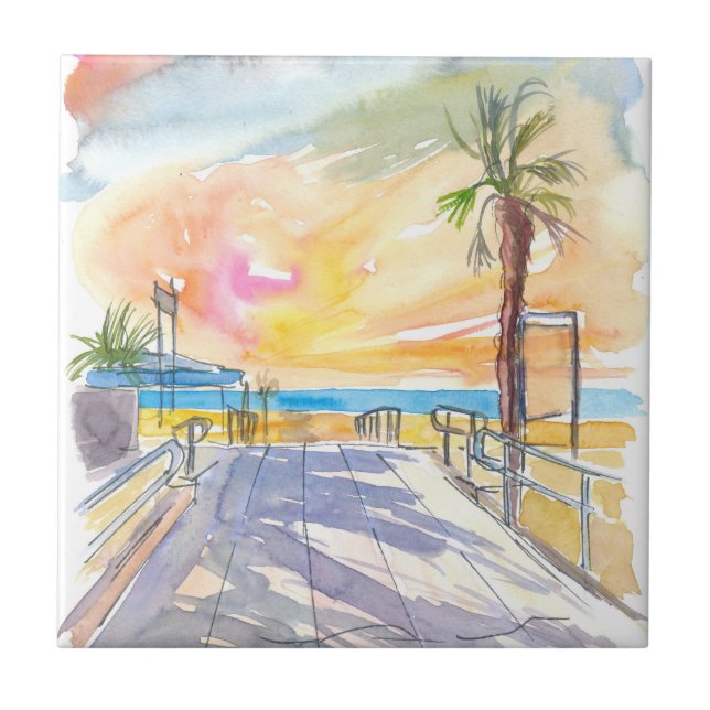 Italian Adria Beach Scene Ceramic Tile (Front)