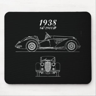 Italian Alfa Romeo 8C 2900 Vintage Blueprint Mouse Pad