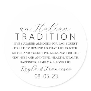 Italian Almond Wedding Tradition Favor Tag