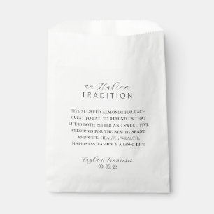 Italian Almond Wedding Tradition Favor Tag Bag