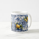 Italian Amalfi blue white tiles and lemons