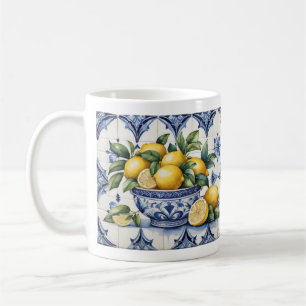 Italian Amalfi blue white tiles bowl of lemons Coffee Mug