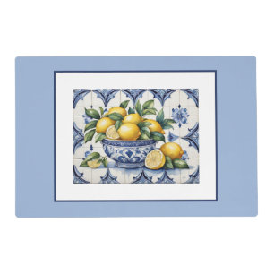 Italian Amalfi blue white tiles bowl of lemons Placemat