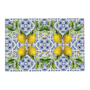Italian Amalfi blue white tiles lemons Placemat