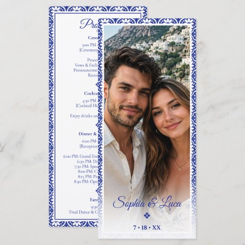Italian Amalfi Coast Blue Tile Lemon Wedding Program