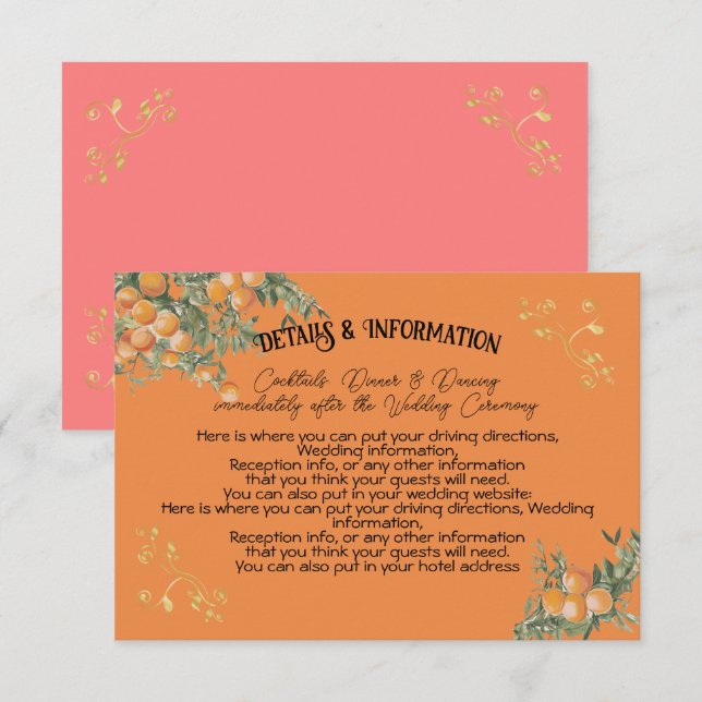 Italian Amalfi Coastal Oranges Detail Info Card (Front/Back)