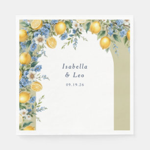 Italian Amalfi Lemon Arch Personalized Wedding Napkins