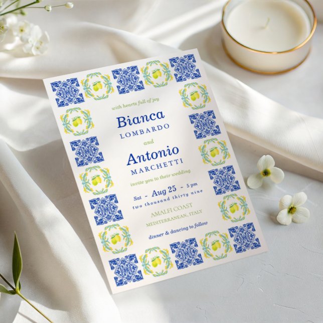Italian Amalfi Lemon Tile Wedding Invitation (Creator Uploaded)