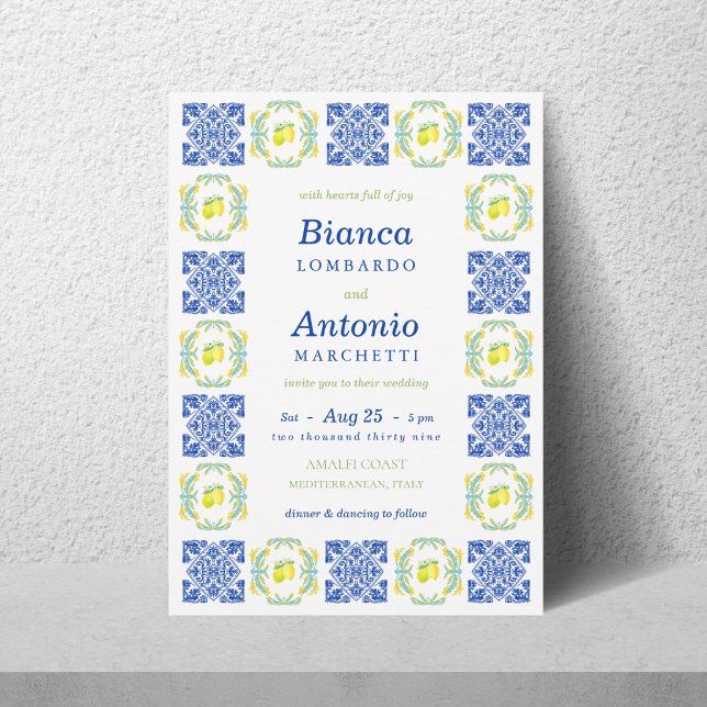 Italian Amalfi Lemon Tile Wedding Invitation (Creator Uploaded)