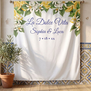 Italian Amalfi Lemon Wedding Photo Backdrop Banner