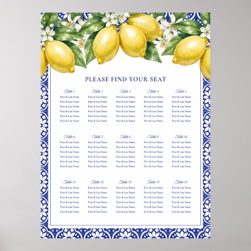 Italian Amalfi Lemon Wedding Seating Chart