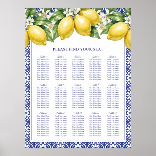 Italian Amalfi Lemon Wedding Seating Chart