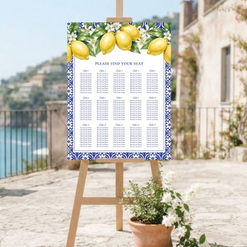 Italian Amalfi Lemon Wedding Seating Chart Foam Board