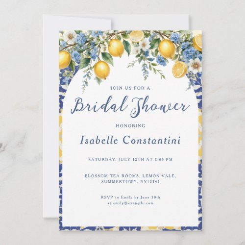 Italian Amalfi Lemons Blue Yellow Invitation