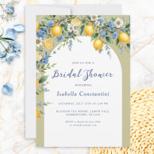 Italian Amalfi Lemons Yellow Blue Bridal Shower