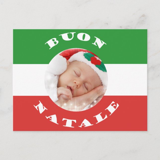 Italian-American Custom Photo Christmas Post Card (Front)