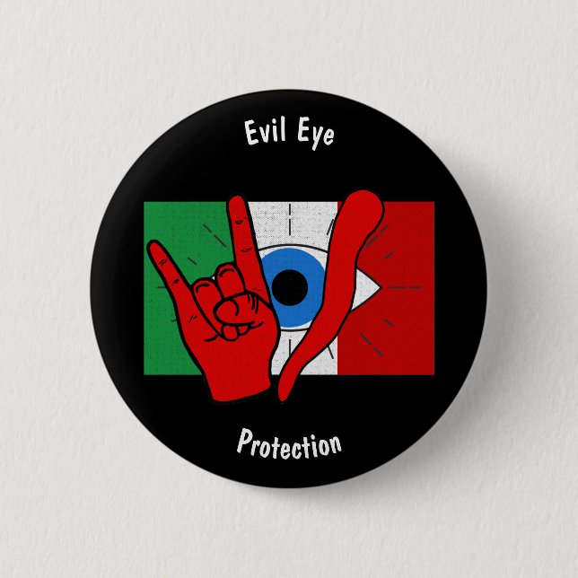 Italian American Evil Eye il Malocchio Maloik Malo Button (Front)