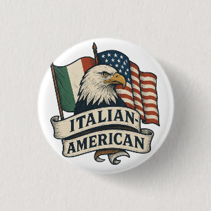 Italian American Flag Button Eagle Heritage