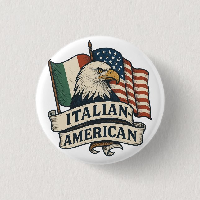 Italian American Flag Button | Eagle Heritage (Front)