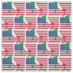 ITALIAN AMERICAN Flag Map Outline Fabric
