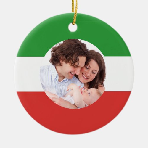 Italian_American Flag of Italy Family Photo Xmas Ceramic Ornament