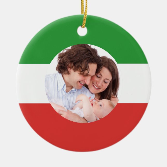 Italian-American Flag of Italy Family Photo Xmas Ceramic Ornament (Front)
