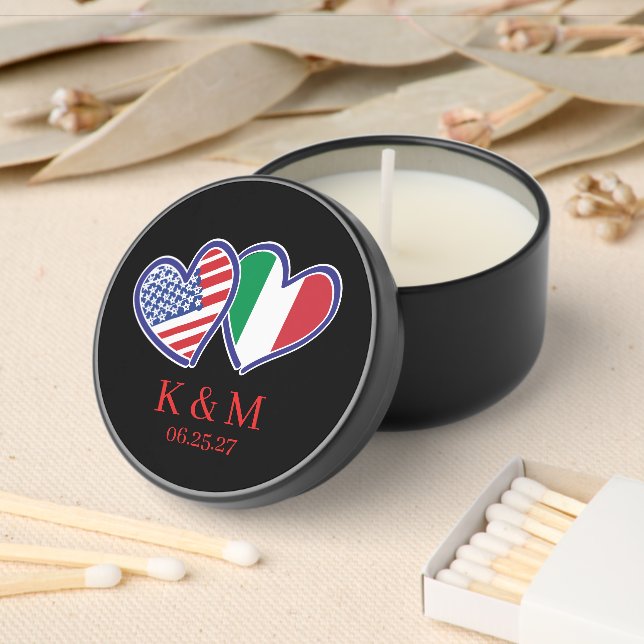 Italian American Heart Flags Mini Candle Favors (Insitu)