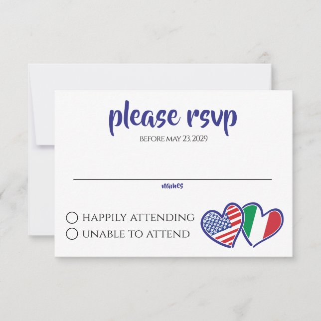 Italian American Heart Flags RSVP Card (Front)