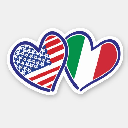 Italian American Heart Flags Sticker