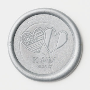 Italian American Heart Flags Wax Seal Sticker