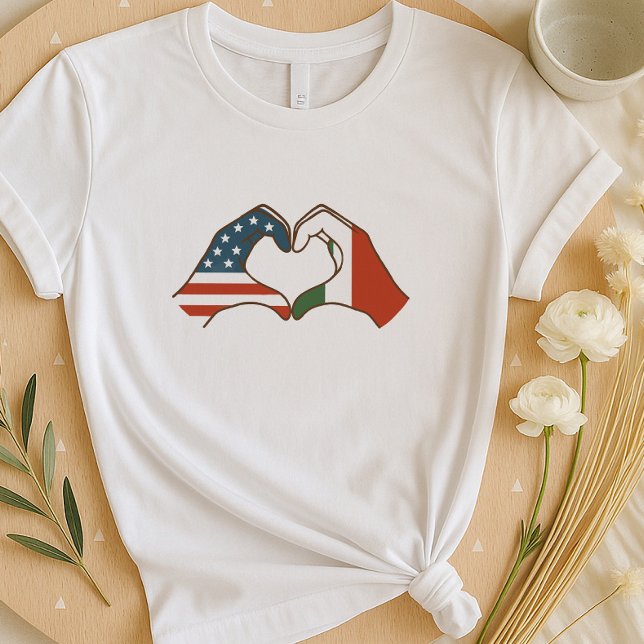 Italian American Heart Shirt | Two Flags Hand (Creator Uploaded)