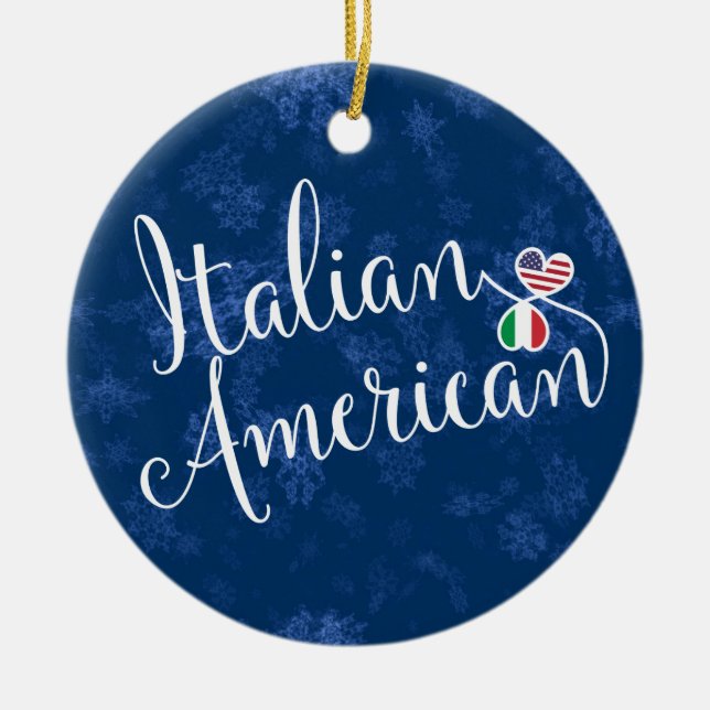 Italian American Hearts Flags Holiday Decoration (Front)