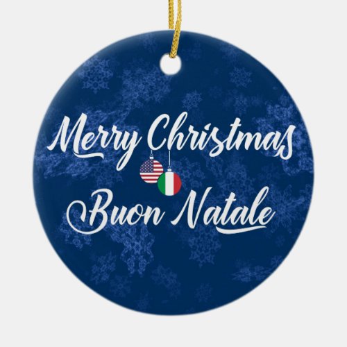Italian American Holiday Decoration Buon Natale Ceramic Ornament