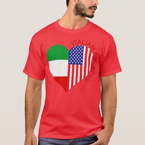 Italian American Italian Flag American Flag Heart T_Shirt